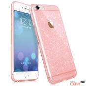 Чехол розовый с блесками на Iphone 6 plus
